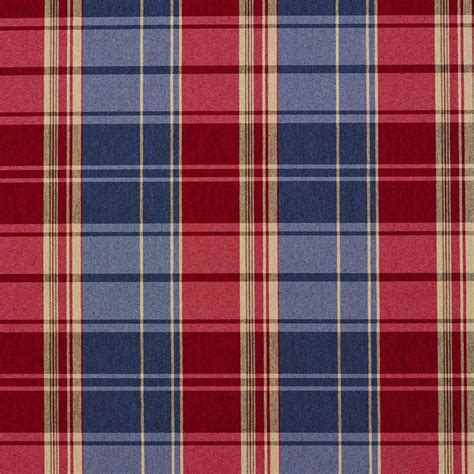 E804 Red And Blue Classic Plaid Jacquard Upholstery Fabric
