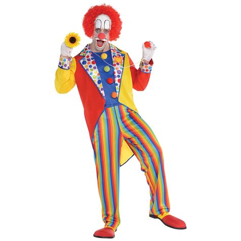 Adult Mens Classic Rainbow Circus Clown Party Suit Jumpsuit Fancy Dress