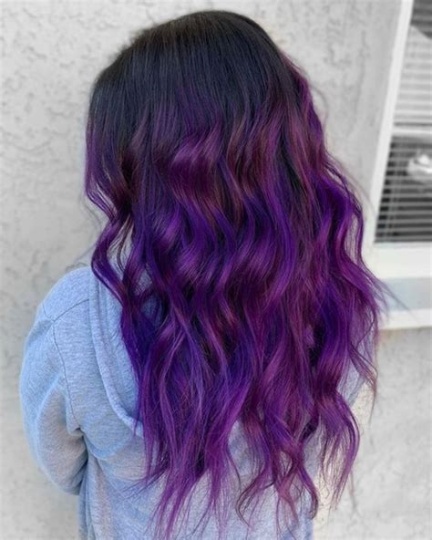 Extensions and hair color chalks; 32 Purple Highlights in Brown Hair - Hair Gaga