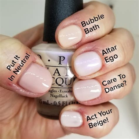 comparison swatches all opi ♡ put it in neutral thumb bubble bath index altar ego
