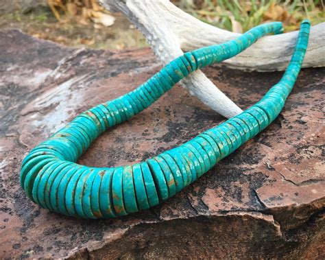 Thick Turquoise Heishi Necklace Women Men Unisex Jewelry Old Pawn