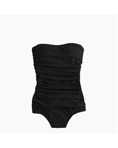 Jcrew Ruched Bandeau One Piece Swimsuit In Black Lyst