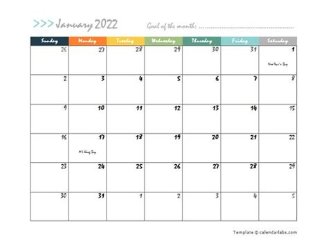 2022 Monthly Word Calendar In Colorful Design Free Printable Templates