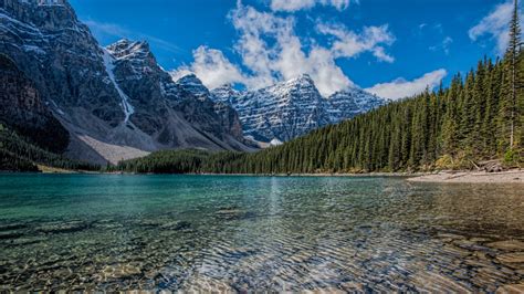 Download Wallpaper 3840x2160 Louise Lake Mountains Canada 4k Uhd 16