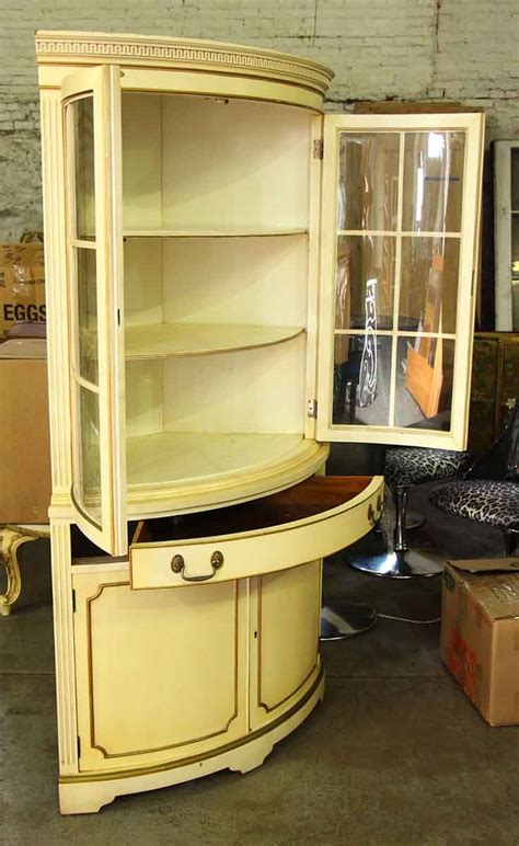 French Country Corner Cabinet With Curved Glass Front Olde Good Things