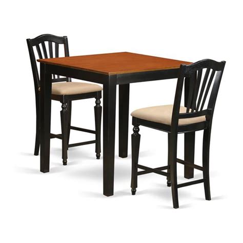 Pub High Top Table And 2 Kitchen Chairs Black Finish