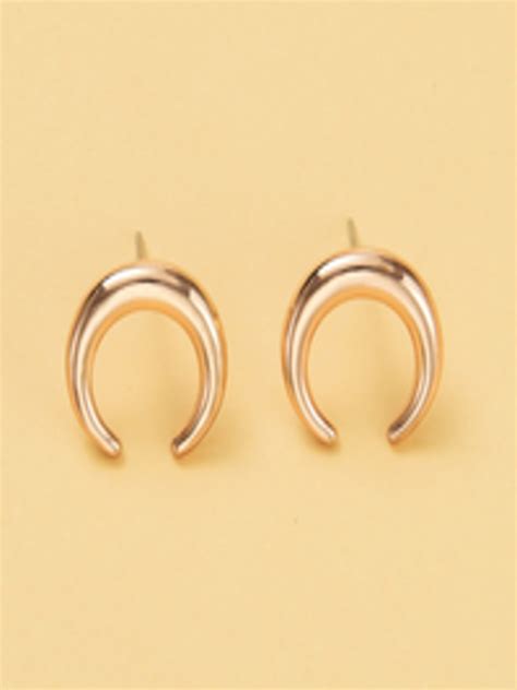 Buy Urbanic Gold Toned Crescent Shaped Studs Earrings For Women