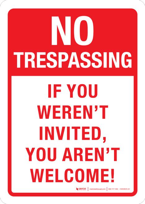 No Trespassing If You Werent Invited You Arent Welcome Portait Wall Sign