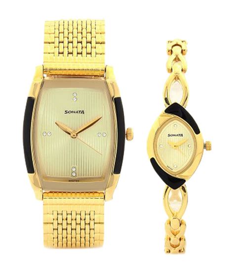 Some may say it's any watch made of expensive materials such as gold or platinum. Sonata Gold Couple Watch (70808069YM01) Price in India ...