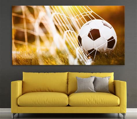 Canvas Print Football Soccer Ball In Goal Photoprint On Canvas For Wall