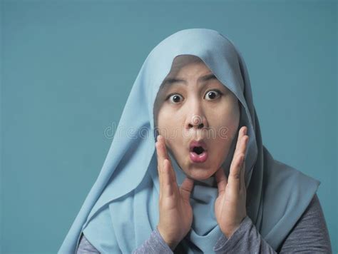 Cute Muslim Lady Shows Shocked Surprised Face With Open Mouth Stock Image Image Of People