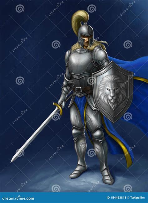 Medieval Knight With Sword And Shield Royalty Free Stock Image