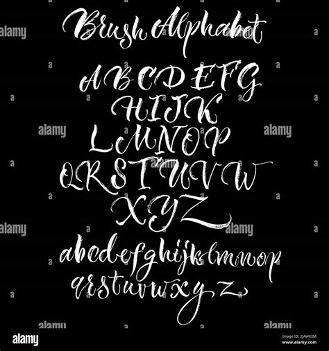 Black Background With White Scrawling Alphabet Lettering Made With Brush In Hand Drawn Style