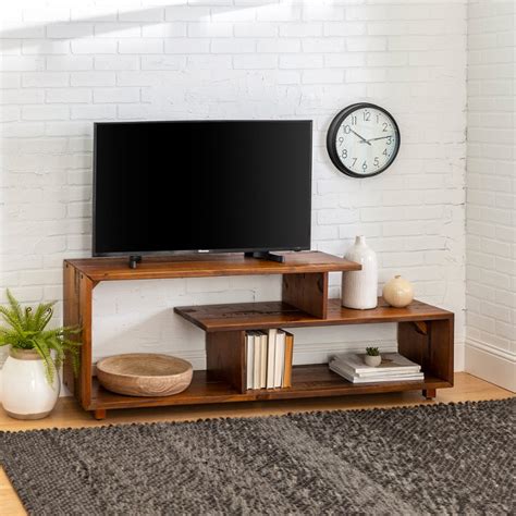 60 Inch Rustic Modern Solid Wood Tv Stand Amber Rc Willey