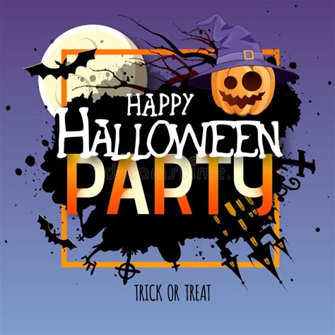 Halloween Disco Party Poster With Jack O Lantern Pumpkin And Full Moon