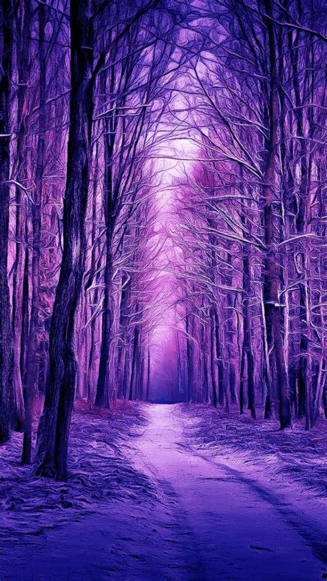 1080x1920 Resolution Purple Winter Forest Iphone 7 6s 6 Plus And
