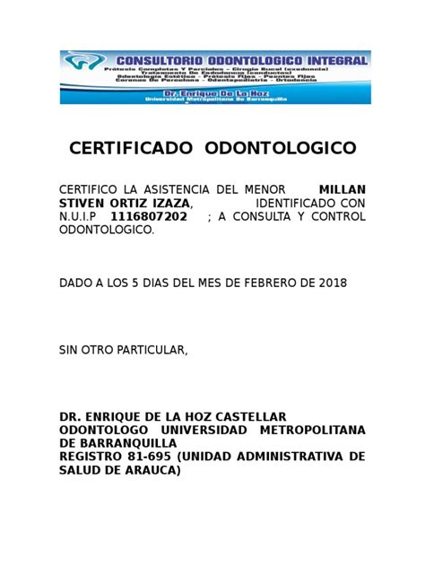 Certificado Odontologicodocx