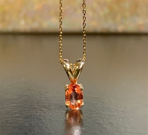 Padparadscha Sapphire Pendant 50 Carats 6x4mm Oval 14k Etsy Canada