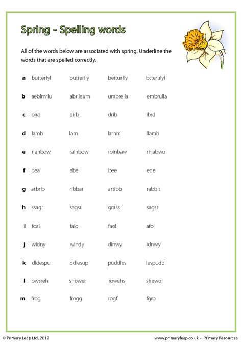 Worksheets For Spelling Words