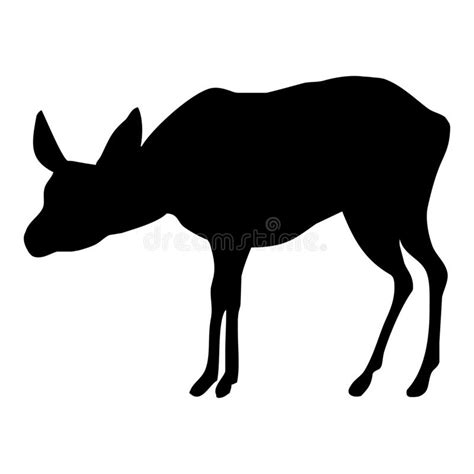Black Silhouette Of A Deer On A White Background Stock Vector