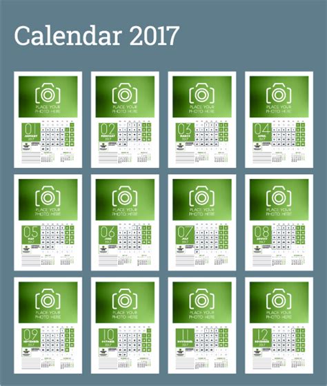 Common 2017 Wall Calendar Template Vector 04 Free Download