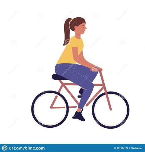 happy smiling girl riding a bicycle outdoor stock vector illustration of basket lady 241904176