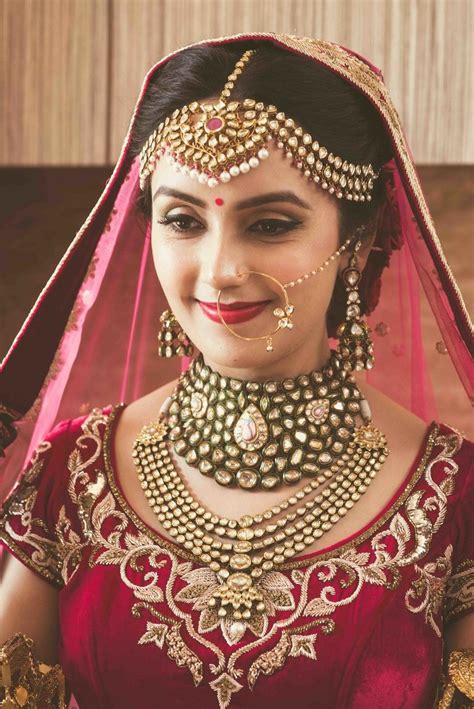 Royal Bride Portrait In Mathapatti And Polki Choker Indian Wedding