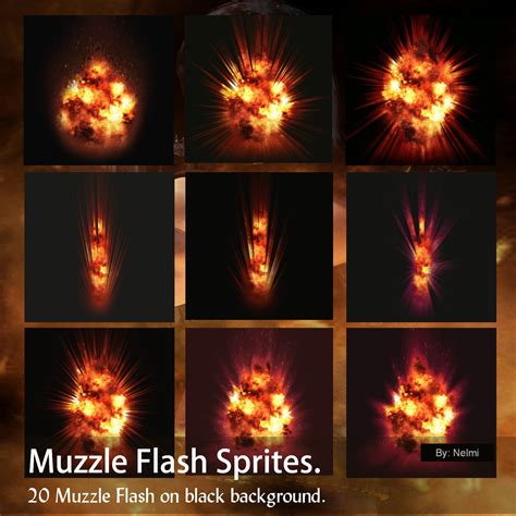 20 Muzzle Flash Sprites Merchant Resource 2d Graphics Nelmi