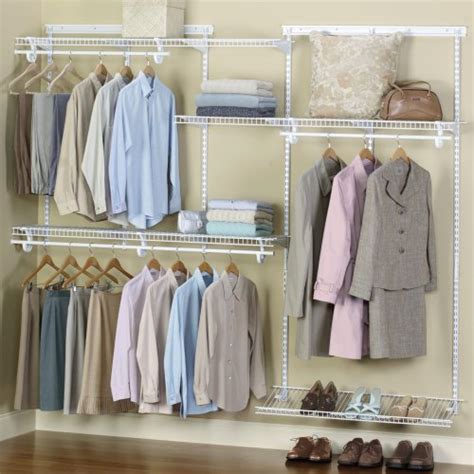The shelftrack system includes adjustable standards and brackets, with hang rods engineered to attach to the. Closet Shelving | Rubbermaid Closet Shelving: ClosetMaid ...