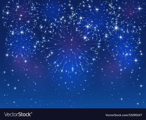 Blue Firework On Sky Background Royalty Free Vector Image