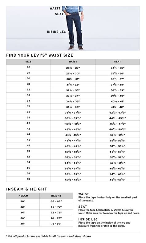 Levi Jeans Women Size Chart