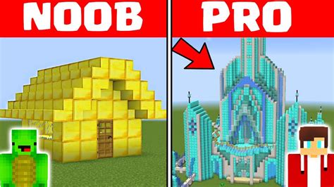 Minecraft Noob Vs Pro Gold Vs Diamond House By Mikey Maizen And Jj