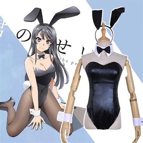 Anime Sakurajima Mai Cosplay Costume Halloween Women Black Sexy Jumpsuit Bunny Girl Outfit Bunny