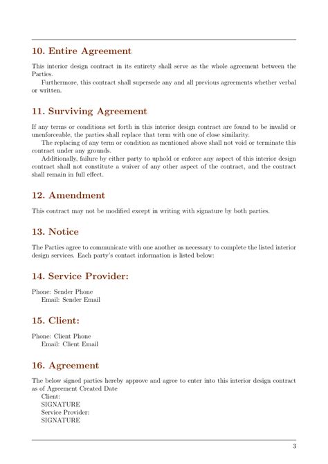 Interior Design Contract Template Template Contracts