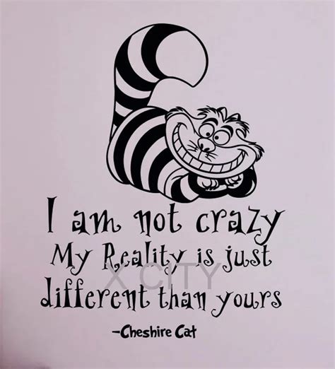 Alice In Wonderland Quote Cheshire Cat I Am Not Crazy Fairytale Vinyl