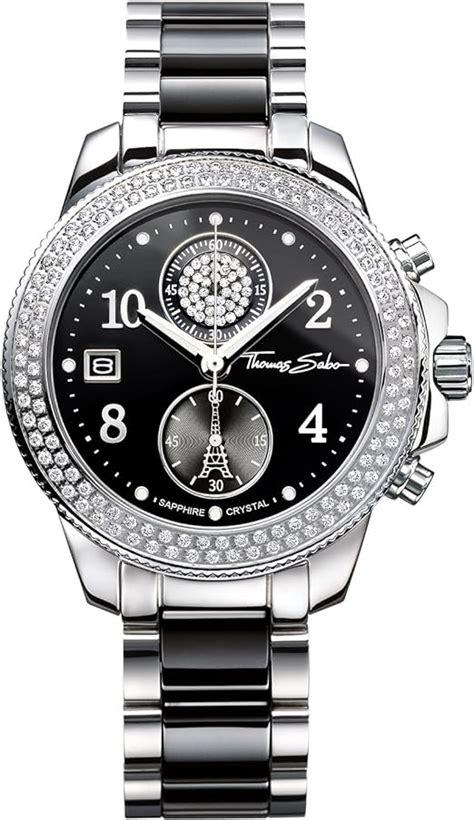 thomas sabo women s watch glam chrono silver black analogue quartz uk watches