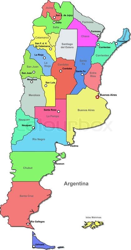 Argentina Political Map World Map Gray