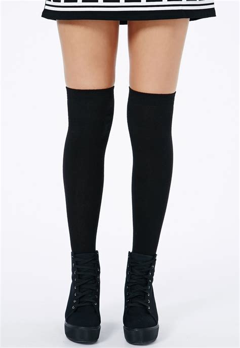Missguided Phiphi Black Over Knee Socks 14 Missguided Lookastic