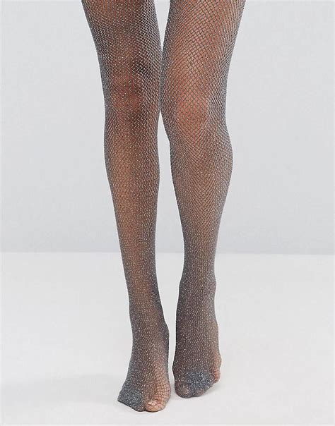 Gipsy Glitter Fishnet Tights Silver O S Sparkle Tights