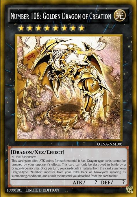 Number 108 Golden Dragon Of Creation Yugioh Number Dragon Fan Made