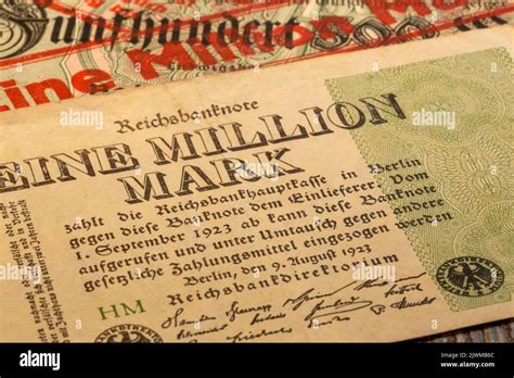 Close Up Of A Historical Reichsbank Note Germany At The Time Of
