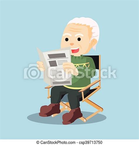 Old Man Reading News Paper Canstock