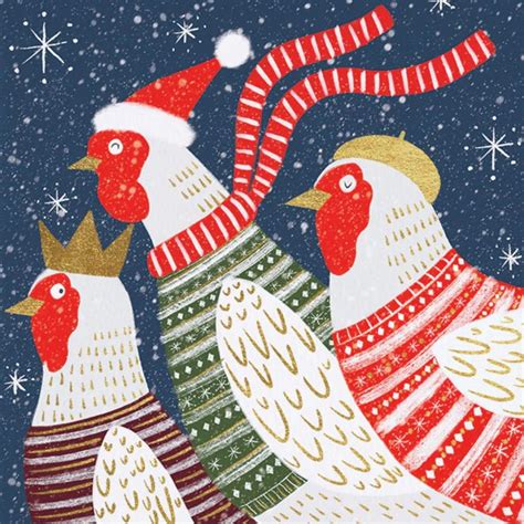 Whistlefish Christmas Card Three French Hens
