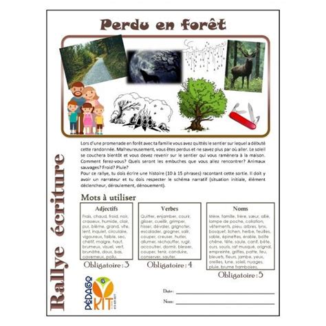 Écriture Rallye Perdu En Forêt Narratif French Resources Writing
