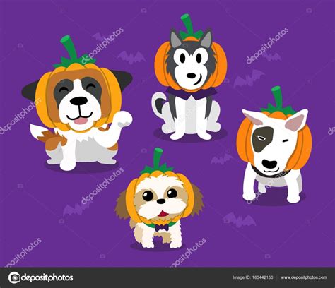 Cartoon Happy Halloween Cute Dogs Stock Vector Image By ©jaaak 165442150