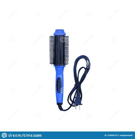 Top View Blue Electric Hair Massage Plastic Brush Isolated On White