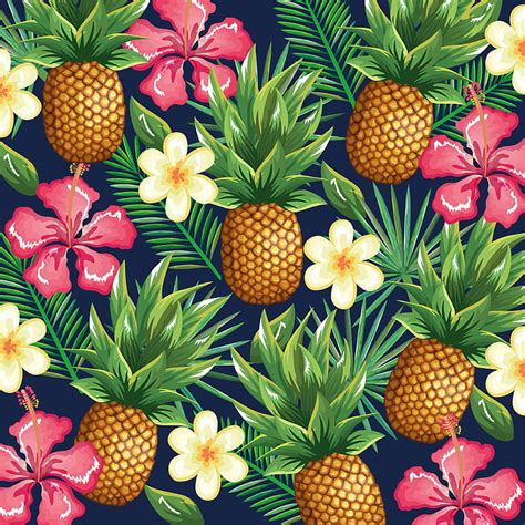 Hd Wallpaper Flowers Background Pineapple Pattern Tropical Floral