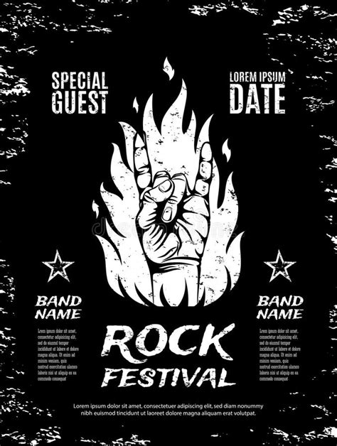 Grunge Rock Festival Poster Stock Vector Illustration Of Bolts Horn