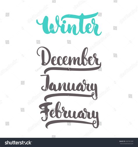 3 Winter Month Year December January Stock Vector Royalty Free