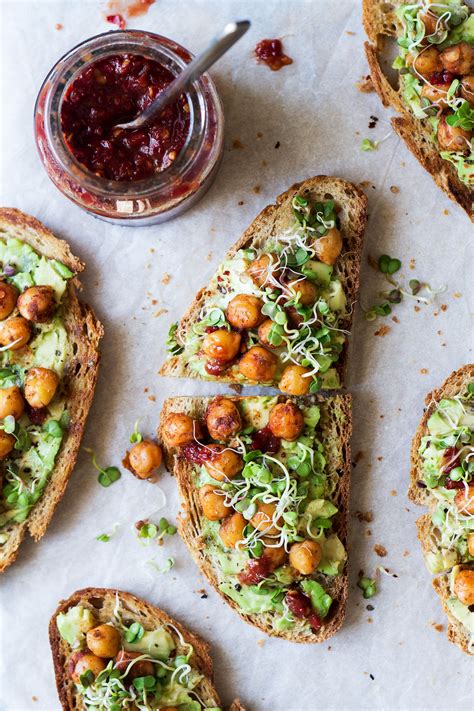 Vegan Avocado Toast With Spiced Chickpeas And Sprouts Is A Super Simple